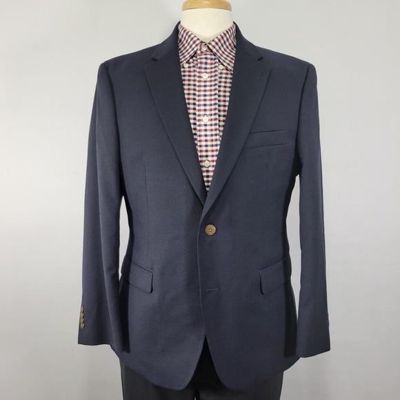 Tommy Hilfiger‎ Men's Sport Coat Blazer Two Button Deep Navy Wool Blend Size 42S - Picture 1 of 12
